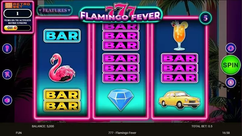 777 – Flamingo Fever Spinomenal Slot Main Screen Reels