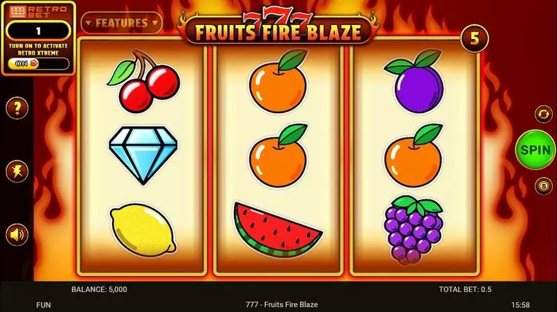 777 – Fruits Fire Blaze Spinomenal Slot Main Screen Reels