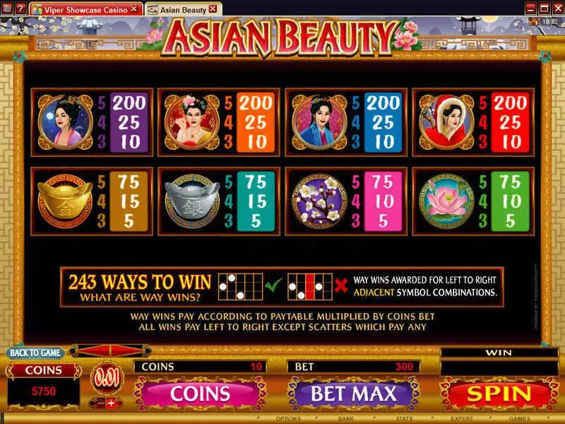 Asian Beauty Microgaming Slot Info and Rules