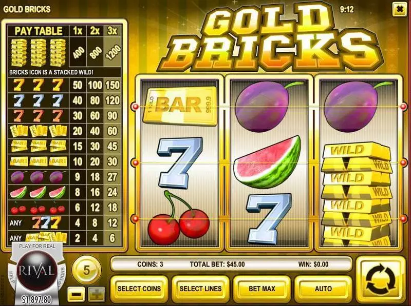 Gold Bricks Rival Slot Main Screen Reels