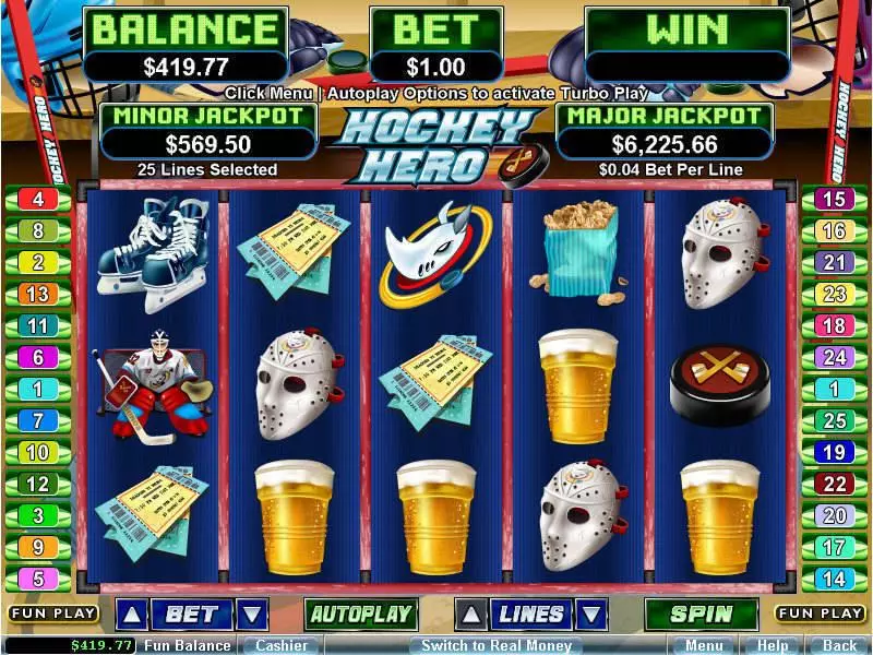 Hockey Hero RTG Slot Main Screen Reels