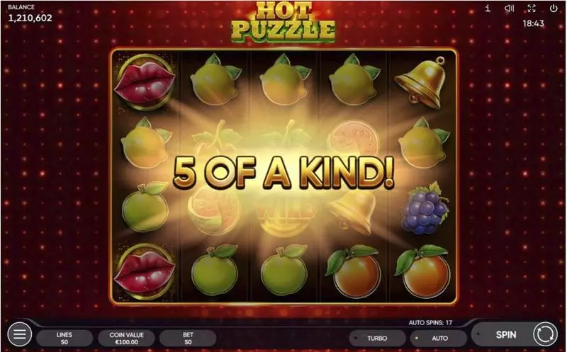 Hot Puzzle Endorphina Slot Winning Screenshot