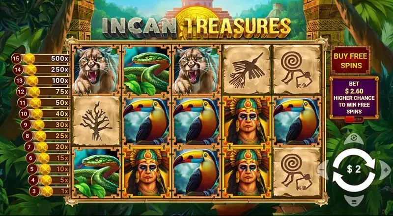Incan Treasures Wizard Games Slot Main Screen Reels