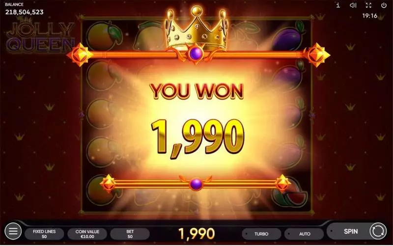 Jolly Queen Endorphina Slot Winning Screenshot