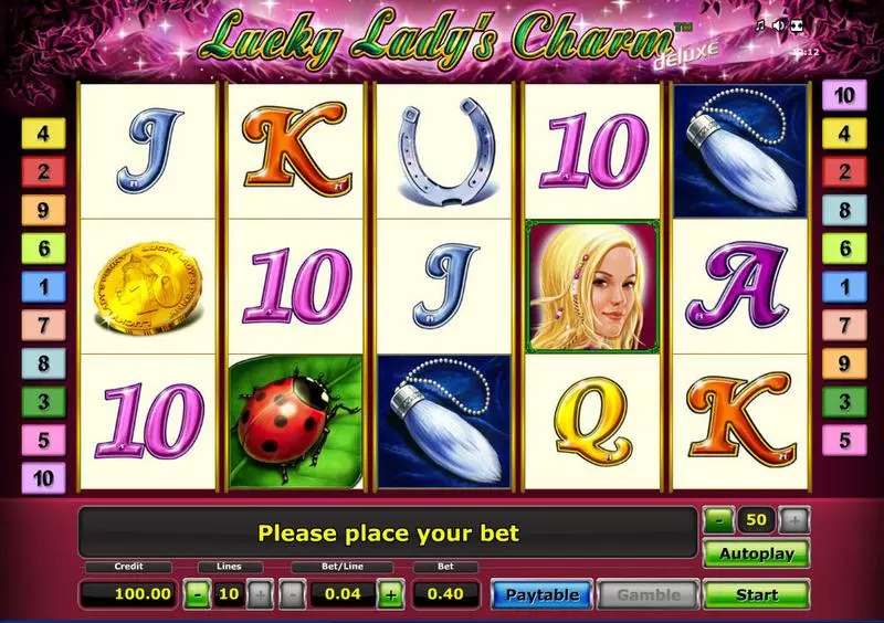 Lucky Lady's Charm - Deluxe Novomatic Slot Main Screen Reels