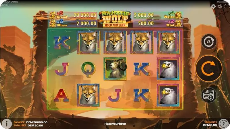 Majestic Wolf Mancala Gaming Slot Main Screen Reels