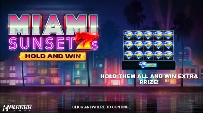 Miami Sunset 7s Hold and Win Kalamba Games Slot Introduction Screen