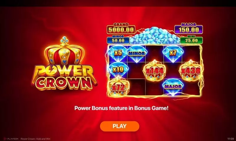 Power Crown Hold And Win Playson Slot Introduction Screen