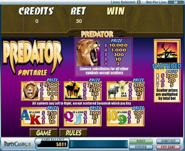 Predator bwin.party Slot Info and Rules