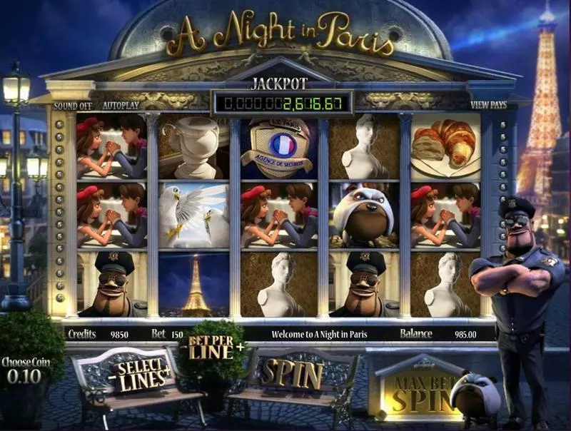 A night in Paris BetSoft Slot Introduction Screen