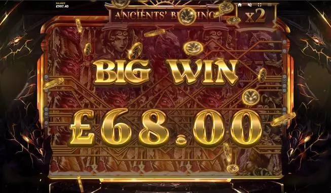Ancients' Blessing Red Tiger Gaming Slot Winning Screenshot