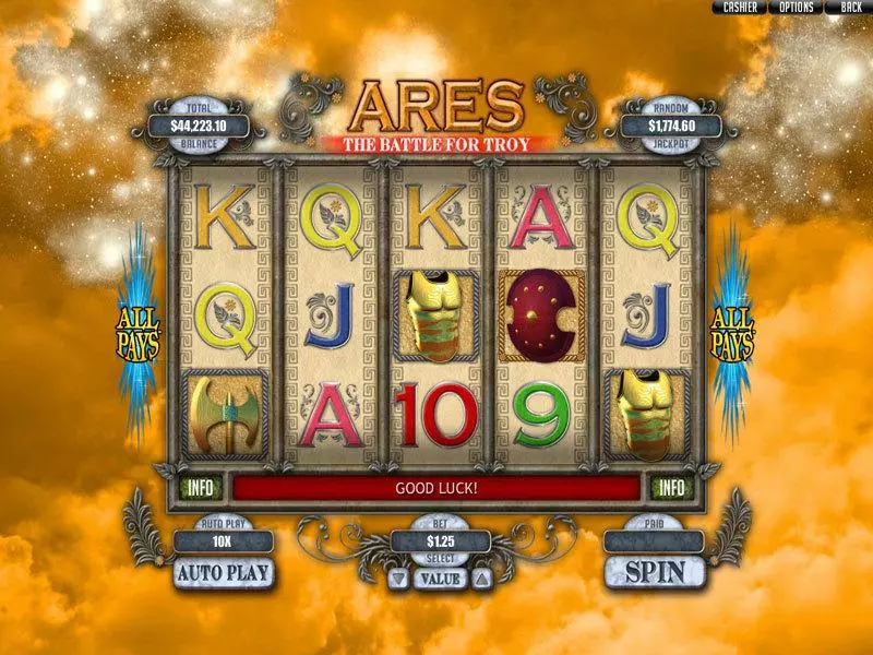 Ares: The Battle for Troy RTG Slot Main Screen Reels