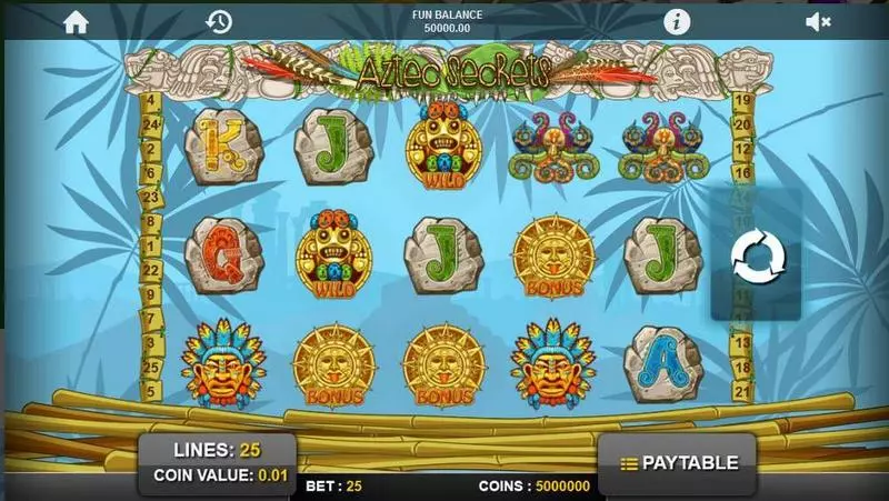 Aztec Secrets 1x2 Gaming Slot Main Screen Reels