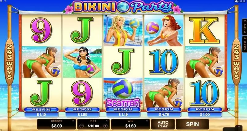Bikini Party Microgaming Slot Main Screen Reels