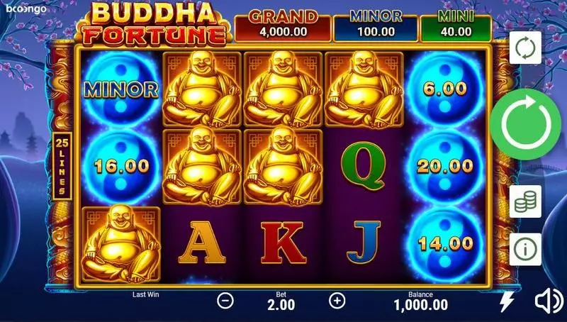 Buddha Fortune Booongo Slot Main Screen Reels