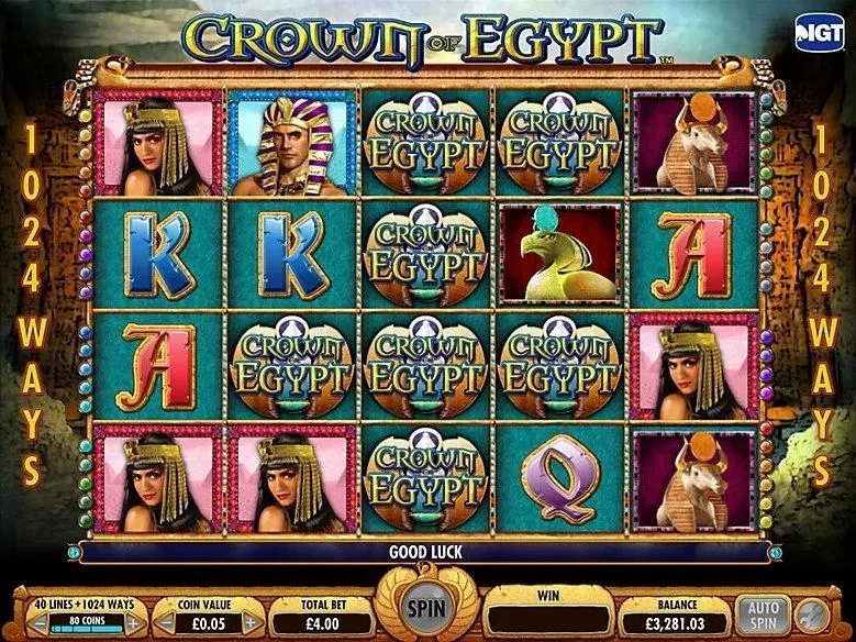 Crown of Egypt IGT Slot Introduction Screen