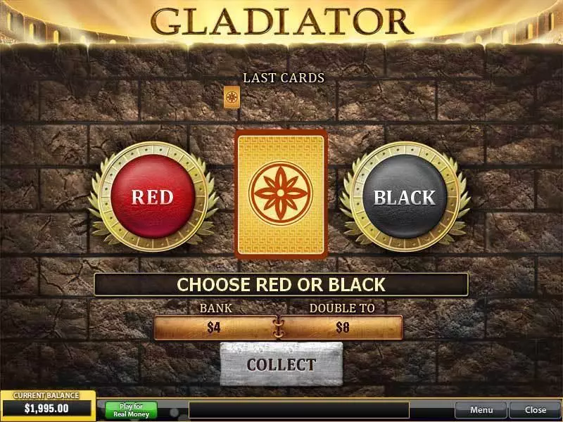 Gladiator PlayTech Slot Gamble Screen