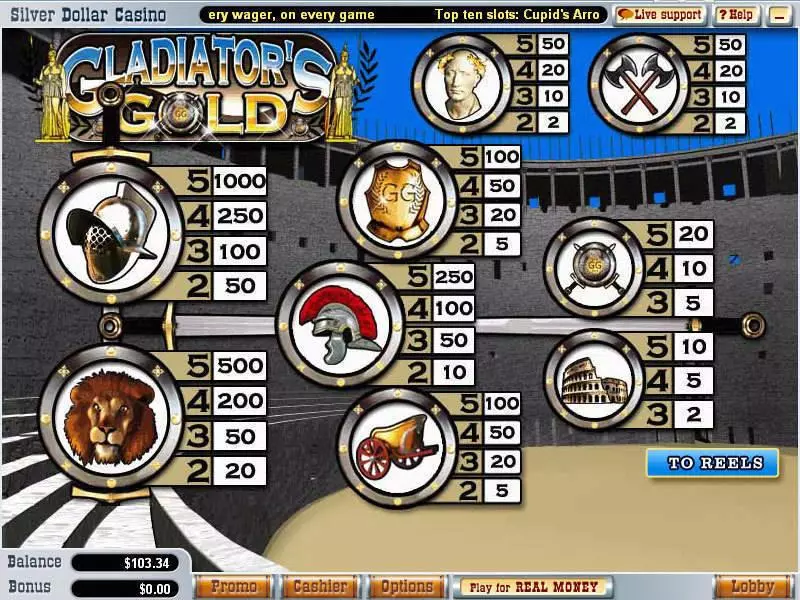 Gladiator's Gold WGS Technology Slot Info and Rules