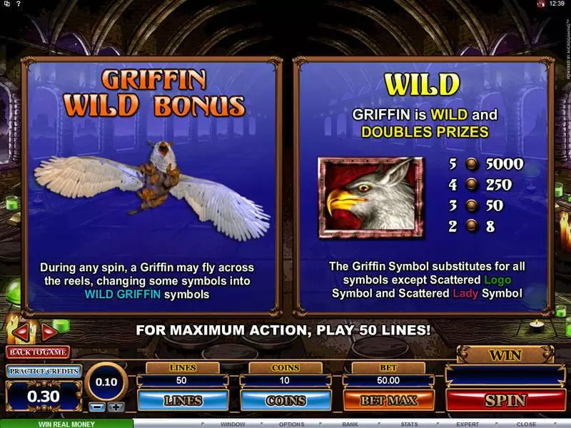 Great Griffin Microgaming Slot Bonus 1