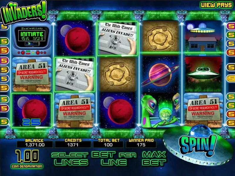 Invaders BetSoft Slot Introduction Screen