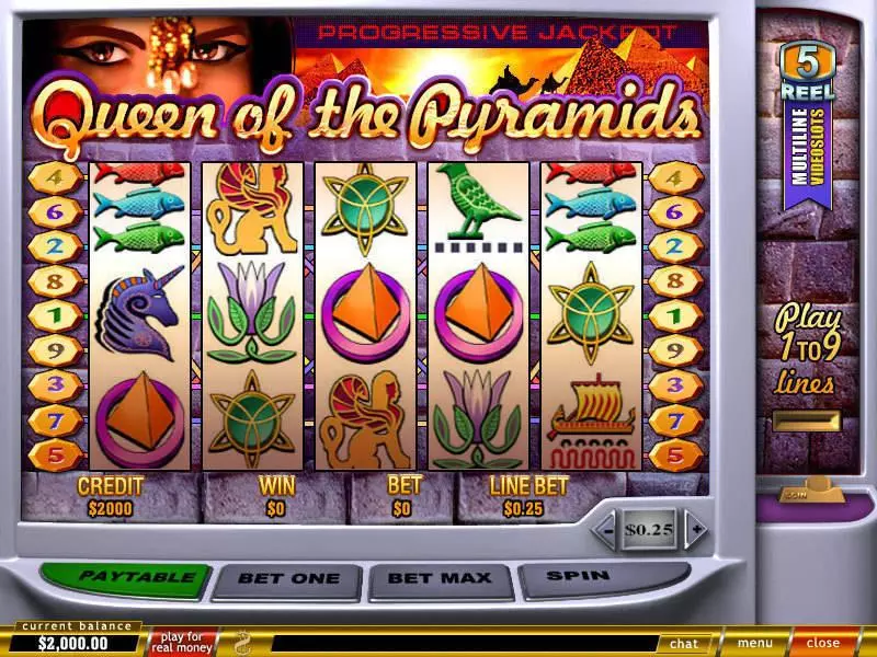 Queen of Pyramids PlayTech Slot Main Screen Reels