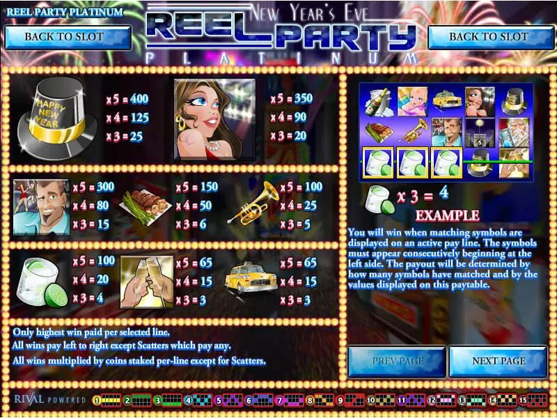 Reel Party Platinum Rival Slot Info and Rules