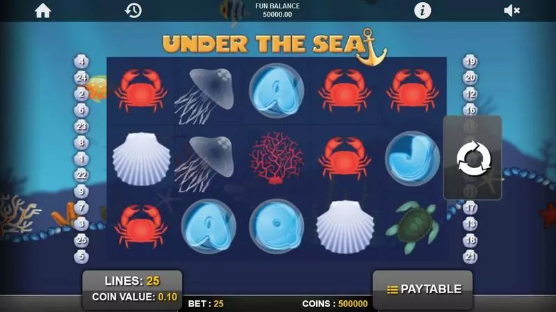 Under the Sea 1x2 Gaming Slot Main Screen Reels