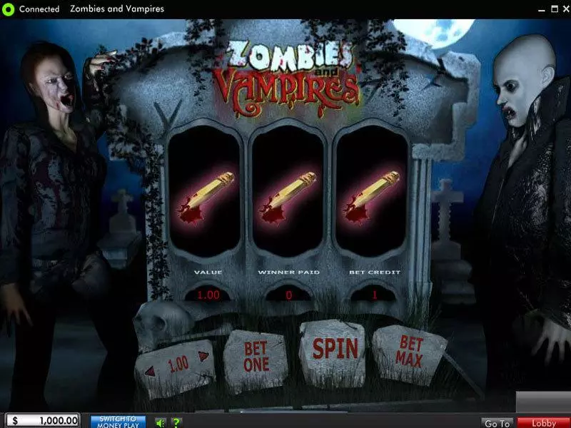 Zombies and Vampires 888 Slot Main Screen Reels
